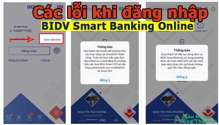 Xử lí app BIDV Smart Banking không đăng nhập, lỗi chuyển tiền …