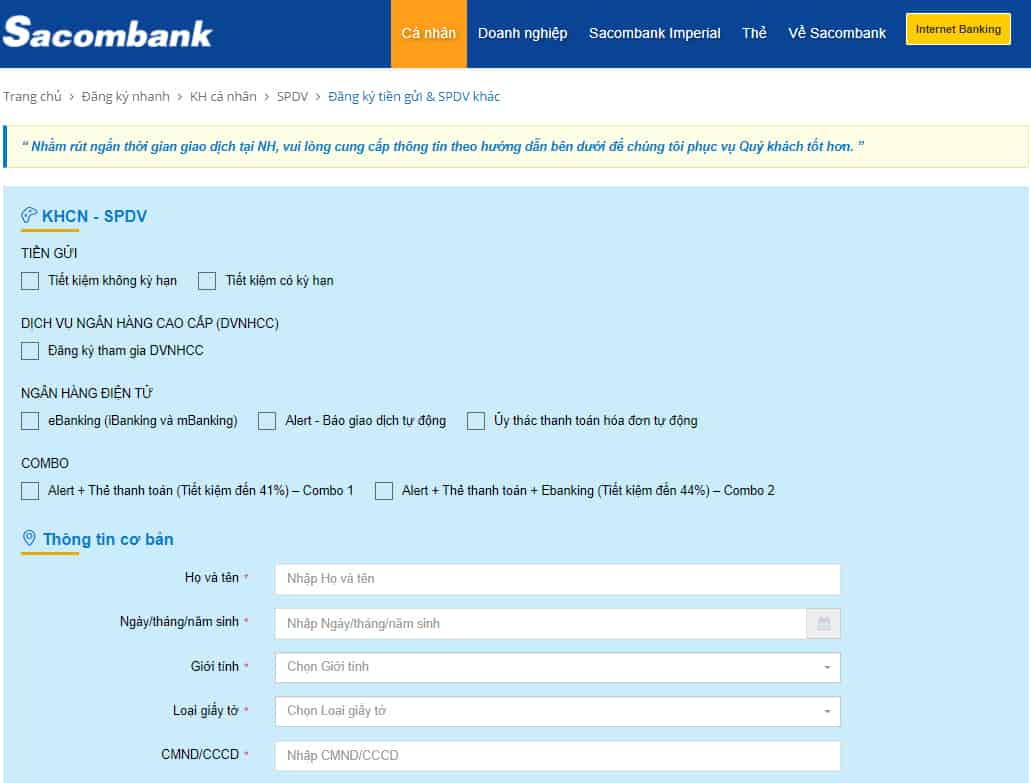 Cách mở tài khoản ngân hàng Sacombank online, mở tài khoản số đẹp miễn phí tại nhà