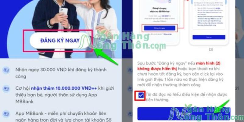 Các bước nhận 30K ngay sau khi đăng ký MB Bank