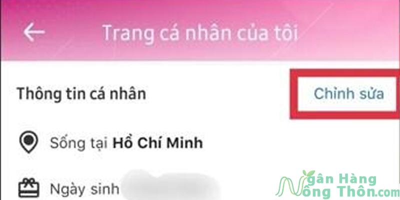 Chọn mục chỉnh sửa