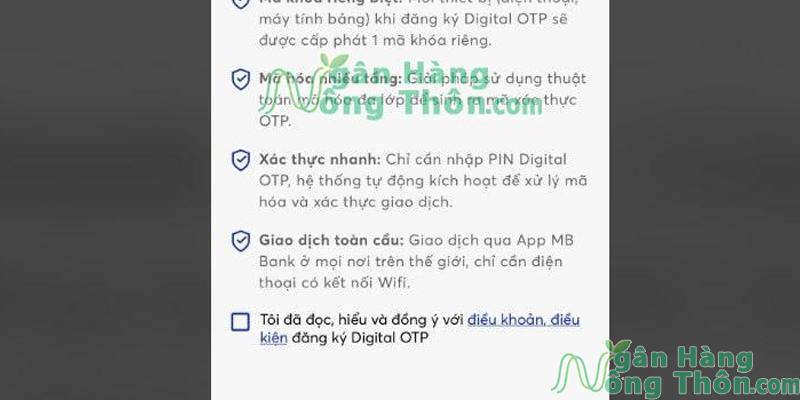 Đồng ý với điều kiện lấy mã OTP