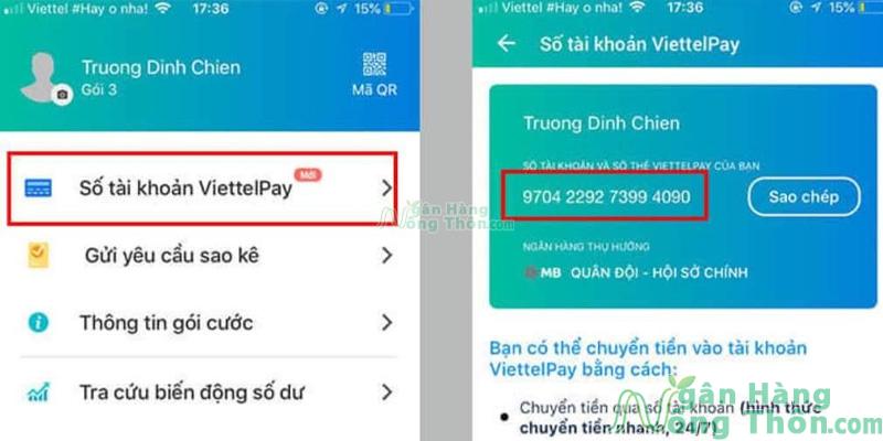 Số tài khoản Viettelpay