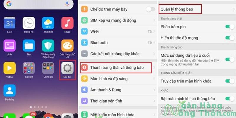 Các bước bật tắt thông báo trên Android