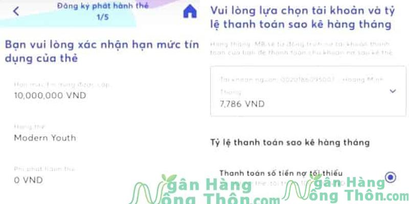 Xác nhận hạn mức thẻ tín dụng/