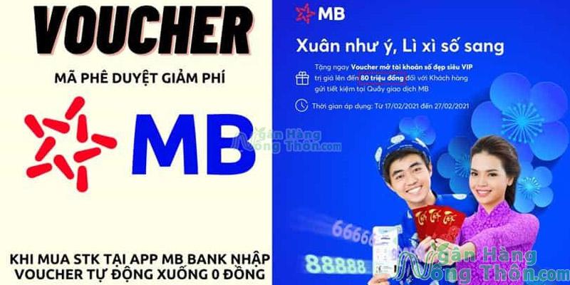 Tặng voucher tài khoản số đẹp, mã phê duyệt giảm phí MB 2024