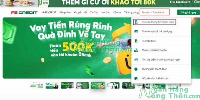 Tra cứu hợp đồng Fe Credit qua Website 