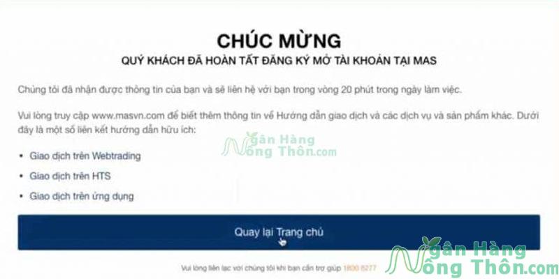 Thông báo chúc mừng đăng ký tài khoản