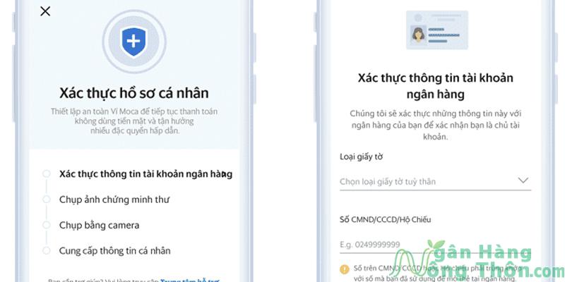 Hướng dẫn các bước xác thực Ví Moca