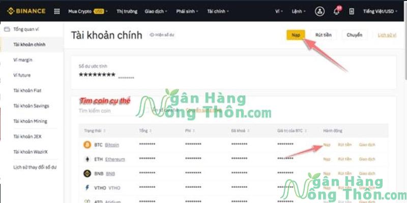 Nạp coin sàn Binance