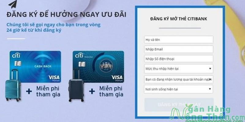 Các bước mở thẻ Citibank online