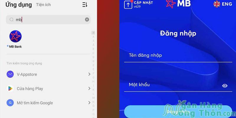 Đăng nhập vào ứng dụng MB bank