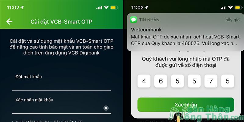 Mã OTP gửi về Smart OTP