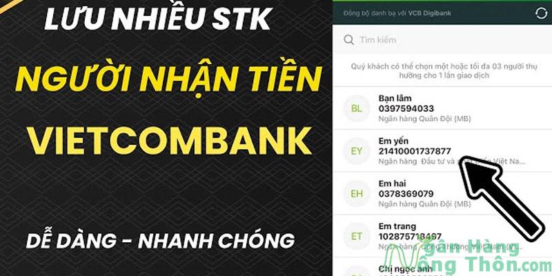 Hướng dẫn lưu số tài khoản Vietcombank