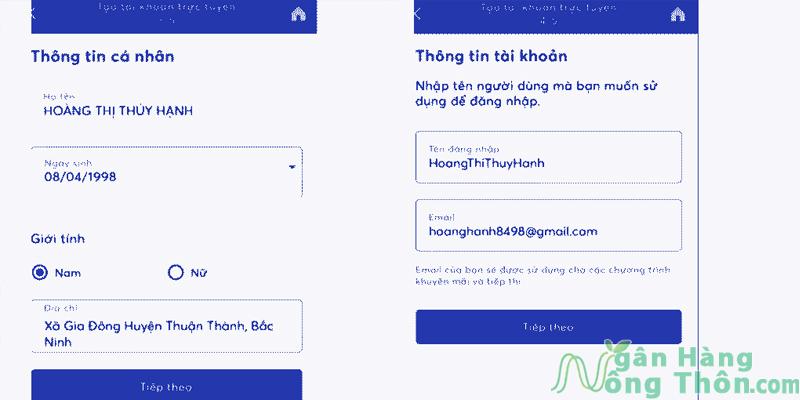 Nhập tên đăng nhập và Email