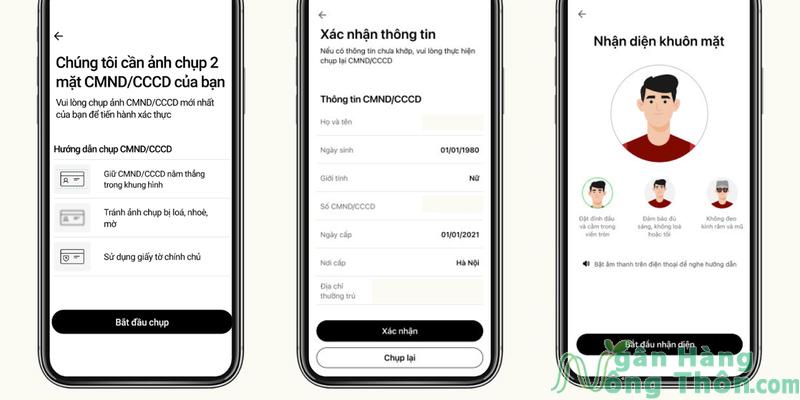 Xác thực khuôn mặt chụp theo hướng dẫn trong app techcombank