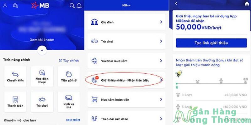 Nhấn vào mục giới thiệu nhiều – nhận tiền triệu