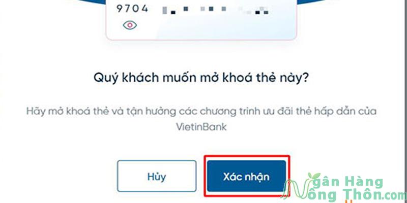 Khoá thẻ Vietinbank