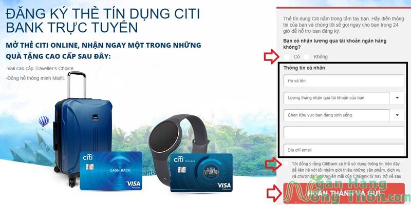 Mở thẻ ngân hàng Citibank