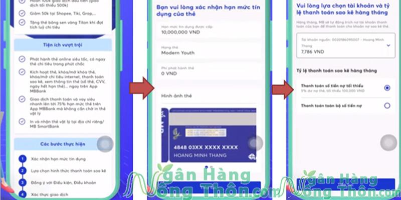Các bước nhận hạn mức thẻ MB Bank