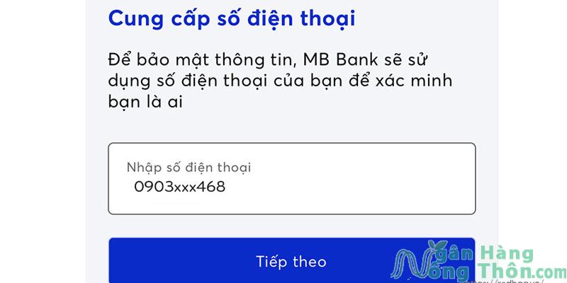 Nhập số điện thoại đăng ký tài khoản