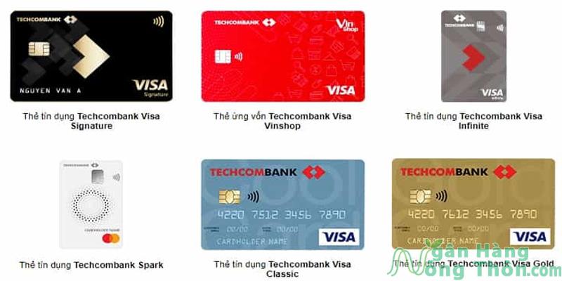 Các loại thẻ tín dụng Techcombank