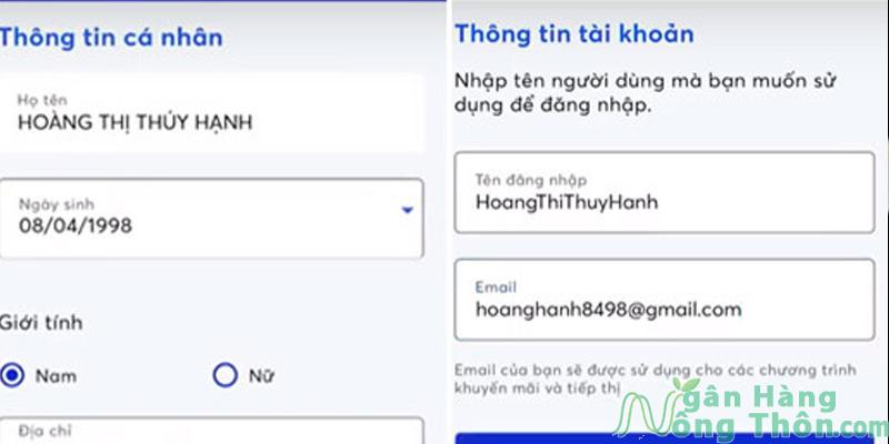 Nhập thông tin cá nhân mbbank