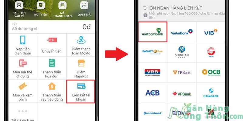 Liên kết Momo với tài khoản ngân hàng