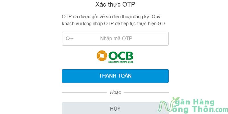 Nhập mã OTP được gửi về số điện thoại