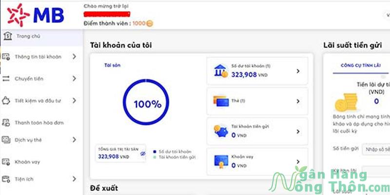 Xem sao kê MB Bank online trên internet banking