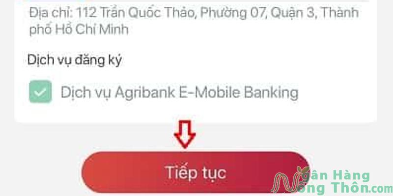 Bước cuối cùng đăng ký tài khoản Agribank