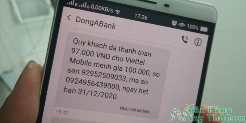 Nhắn tin SMS đến tổng đài ngân hàng Đông Á