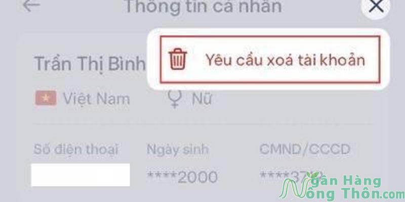 Yêu cầu xoá tài khoản