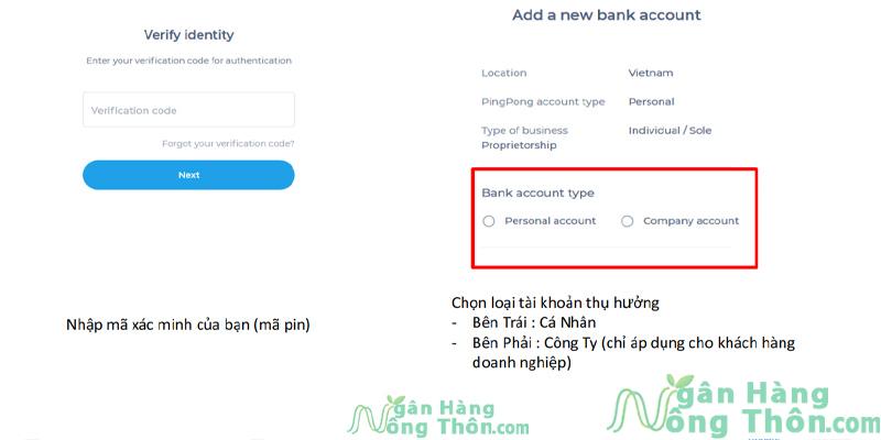 Chọn nhập mã Pin