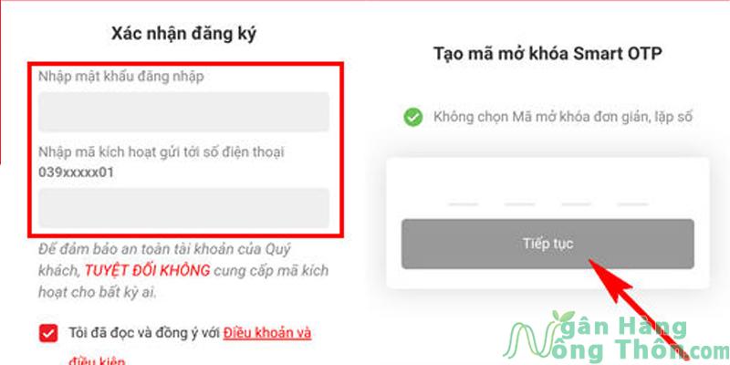 Tạo mã mở khóa Smart OTP