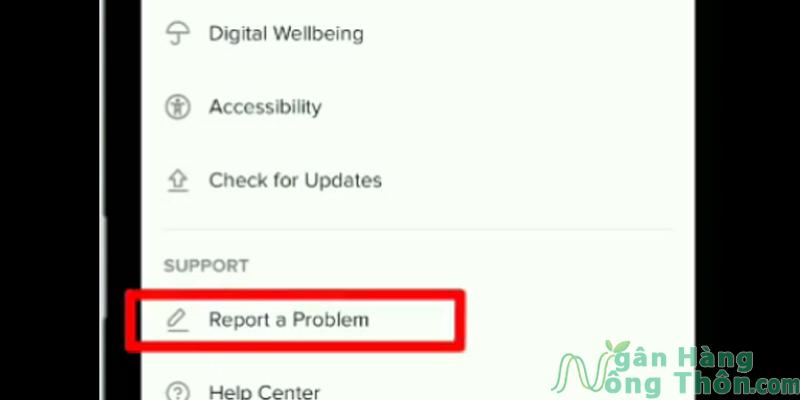 Chọn mục Report a Problem