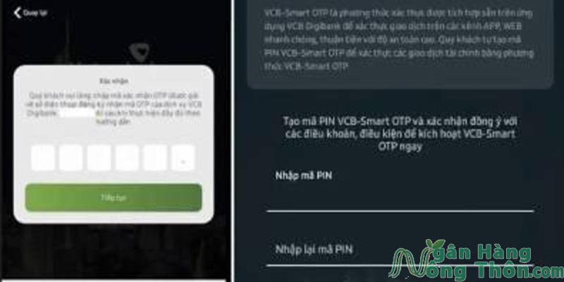 Nhập mã Pin Vietcombank