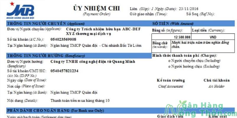 Nhận bill chuyển tiền