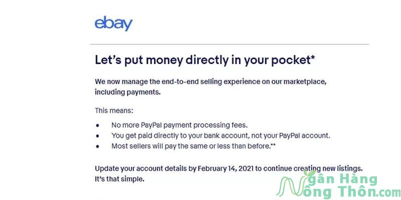 Ebay lỗi update your bank account (add bank hoặc manage payment) phải làm sao?