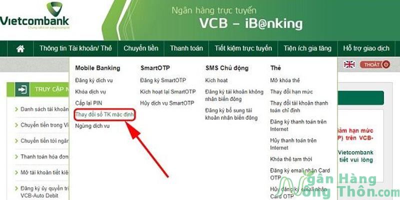 Thay đổi số tài khoản Vietcombank