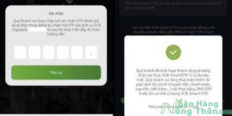 Lấy mã OTP Vietcombank