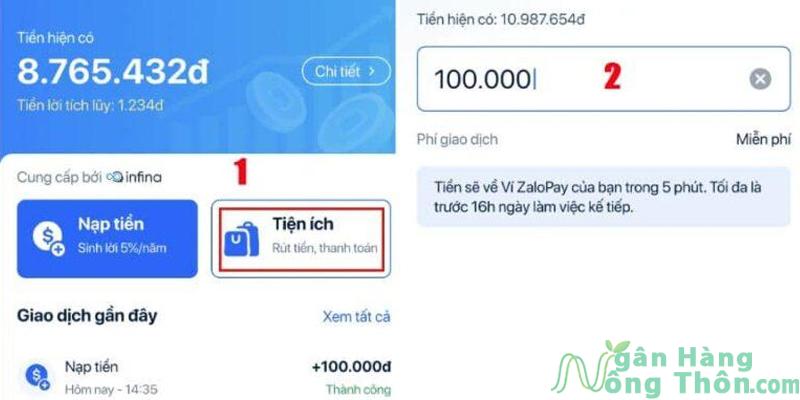 Các bước rút tiền từ tài khoản tích luỹ Zalo Pay