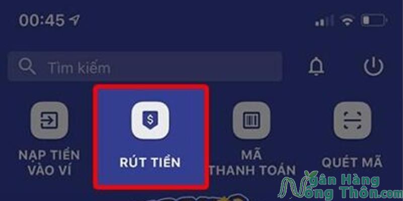 Chọn mục Rút tiền