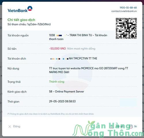 Tra mã giao dịch chuyển tiền Vietinbank qua Internet Banking