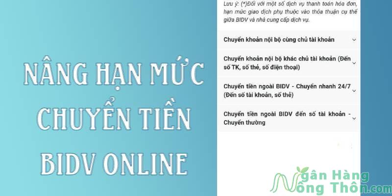 Hạn mức chuyển tiền BIDV