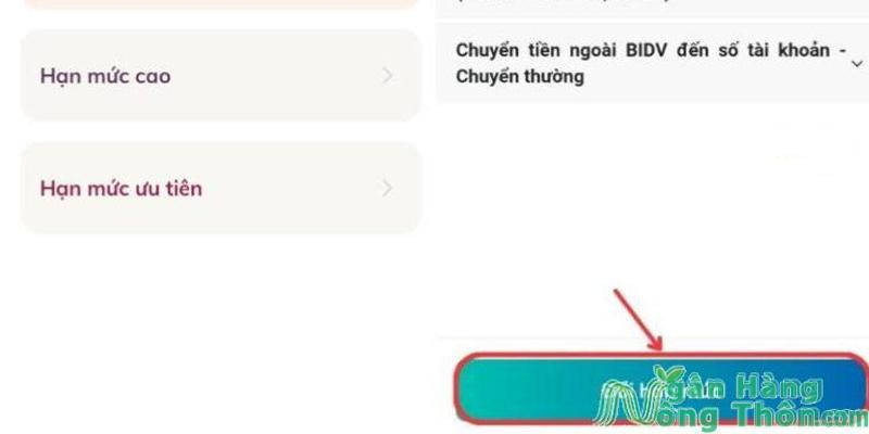 Chọn mục đổi hạn mức