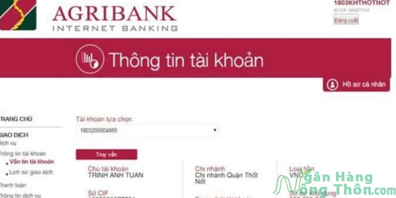 Thông tin có thể biết được từ STK ngân hàng Agribank