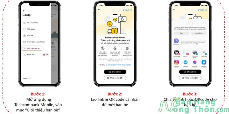 Cách nhập mã giới thiệu Techcombank