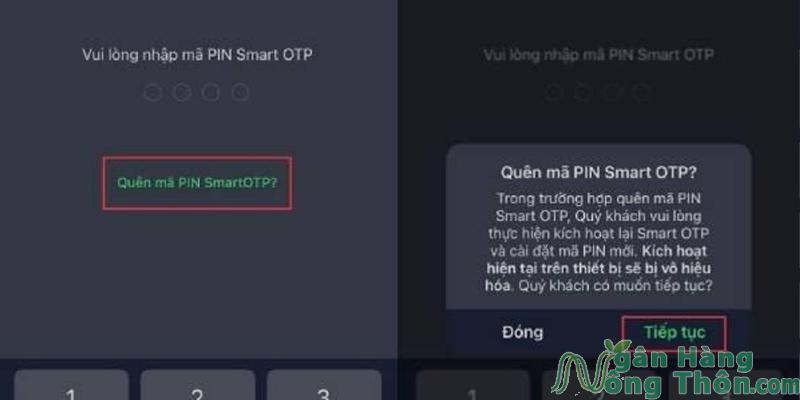 Chọn Quên mã PIN Smart OTP