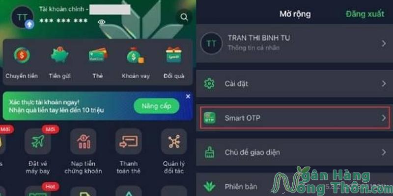 Chọn mục Smart OTP