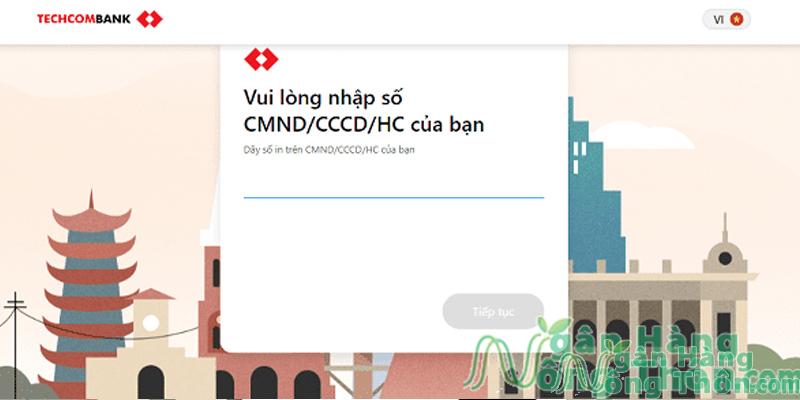 Nhập CMND/CCCD/HC > ấn Tiếp tục